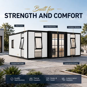 Casa Modular Prefabricada Moderna de Doble Ala con Estructura de Acero, Porche Impermeable y Resistente al Fuego, Apartamento Contenedor Expandible Contemporáneo - Product Image 1