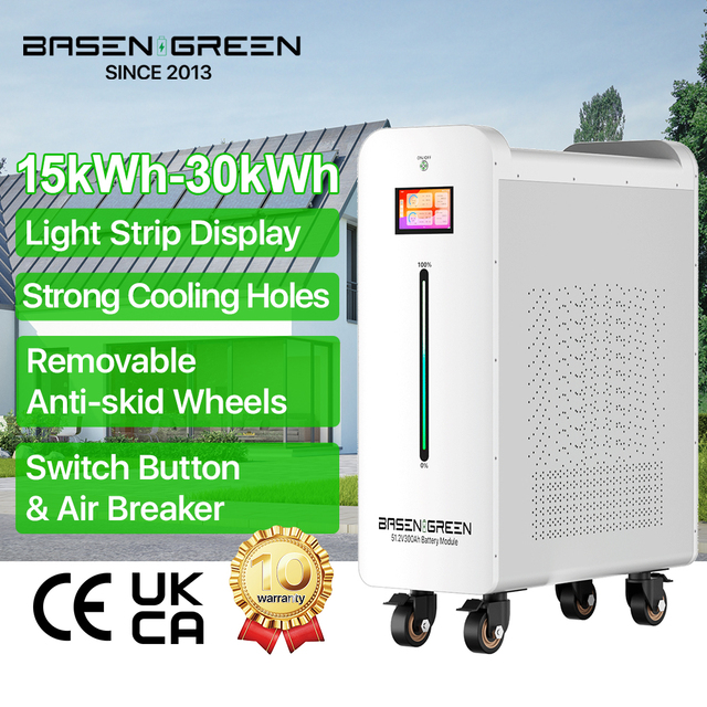 BASEN GREEN 51.2v 48V 300Ah 600ah Lithium Battery Pack 15kwh 30kwh Solar Energy System 51.2v LiFePO4 Energy Storage Battery