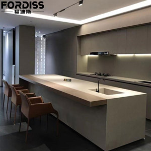 Centro cucina personalizzato gratuito isole sinterizzato mobili in pietra moderna intelligente armadio da cucina <span class=keywords><strong>isola</strong></span> con cerniera in metallo porta in legno - Product Image 1