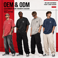 T-shirt en coton surdimensionné pour homme, personnalisé avec impression privée, lavé, doux, respirant, grande taille, décontracté, confortable, couleur unie