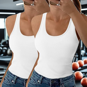 Débardeur court gris chiné pour femme 100 % coton anti-boulochage style sportif pour yoga, gym, pilates – Taille 6XL disponible - Product Image 2