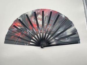 Abanico de Mano Personalizado de Alta Calidad QM con Logotipo, 13 Pulgadas (33 cm), Abanico Grande para Fiestas, Impresión en Tela, Abanico de Bambú para Eventos - Product Image 3