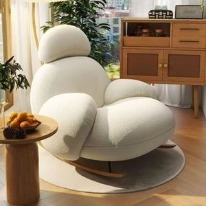 Sillón Reclinable <span class=keywords><strong>de</strong></span> Salón <span class=keywords><strong>de</strong></span> Hotel <span class=keywords><strong>de</strong></span> Lujo Moderno Nórdico con Lana <span class=keywords><strong>de</strong></span> Cordero y Patas <span class=keywords><strong>de</strong></span> Madera - Product Image 2