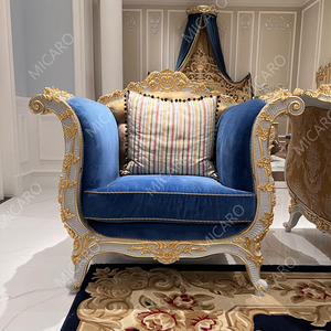 Ensemble <span class=keywords><strong>de</strong></span> canapé en tissu sculpté en bois fait à la main, style européen classique <span class=keywords><strong>de</strong></span> luxe - Product Image 5