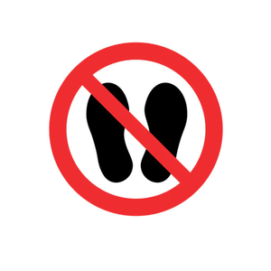 Non camminare o stare in piedi qui adesivo PVC 60x60mm - Product Image 1