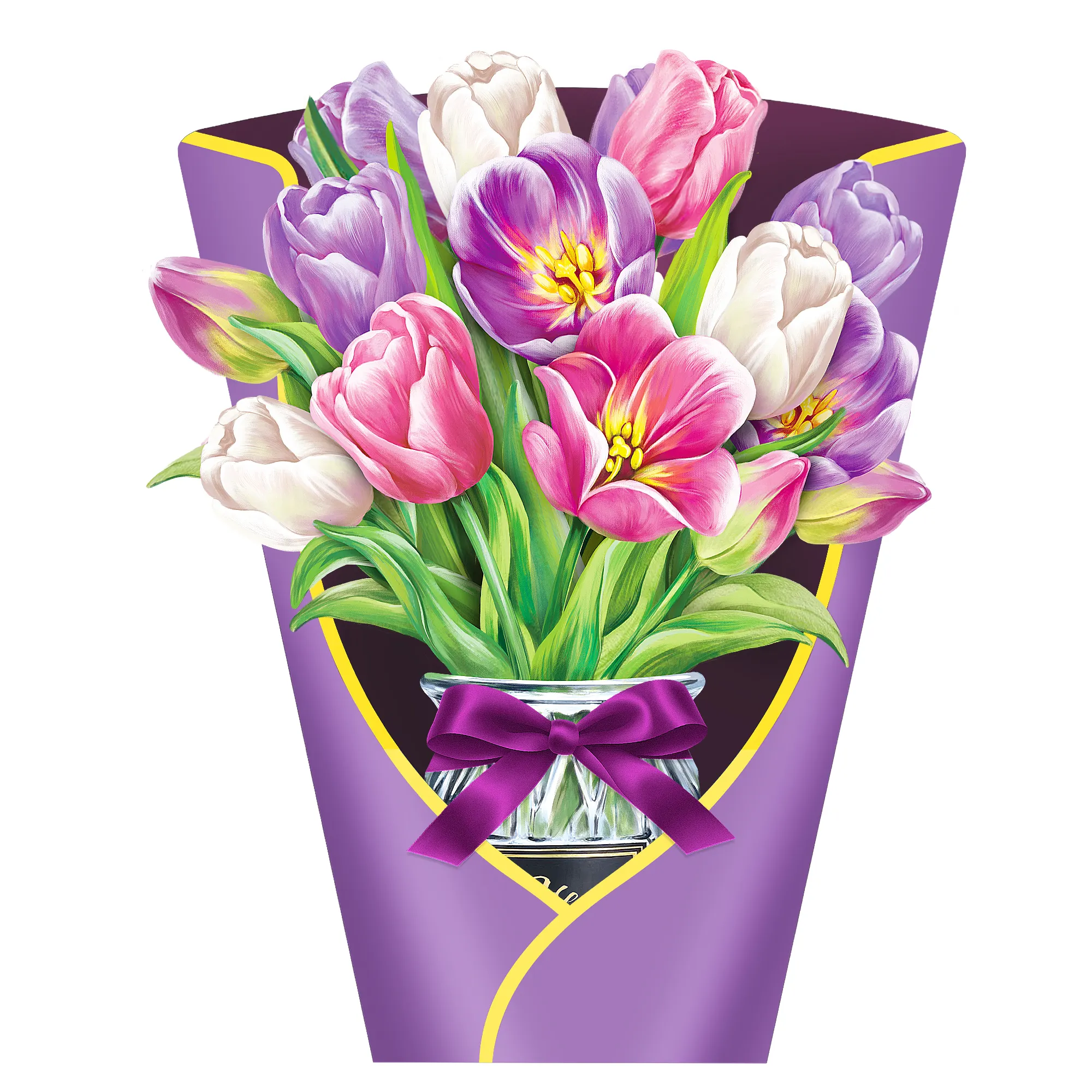 Custom Design 3D Pop Up Paper Flower Bouquet Greeting Cards For Mother's Day Birthday Day Or Business