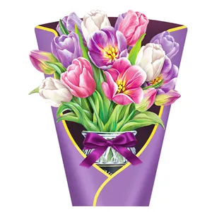 Özel tasarım 3D Pop Up kağıt çiçek buketi tebrik kartları anneler günü doğum günü veya iş için