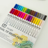 Nouveau stylo pinceau aquarelle double pointe noir et blanc 12/24/36/48/72/120 couleurs
