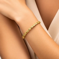 Bracelet en acier inoxydable avec zircon, style INS tendance, pour femmes, plaqué or 18 carats, bracelet fin à pentagramme, bijoux