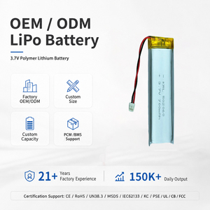UL 인증 700mAh 폴리머 배터리 502060 3.7V 광온도 범위 GPS 트래커 애완동물 목걸이 IoT 센서 맞춤형 리튬폴리머 셀 - Product Image 1