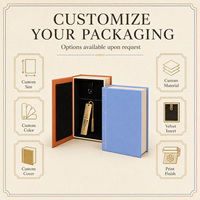 Boîte cadeau rigide personnalisée en forme de livre avec intérieur en velours noir et impression de logo pour bijoux, souvenirs, cadeaux de mariage et de fêtes