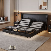 ModernTatami Smart Elektrisch Verstellbares Bettgestell |   Zero-Gravity-Plattformbett mit Lederpolsterung und Kiefernholzrahmen in King/Queen-Größe