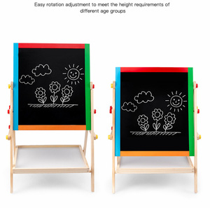 Comniki in legno lavagna cavalletto per bambini educativo di scrittura e tavolo da disegno con supporto a doppia faccia strumento per la casa e la scuola - Product Image 3