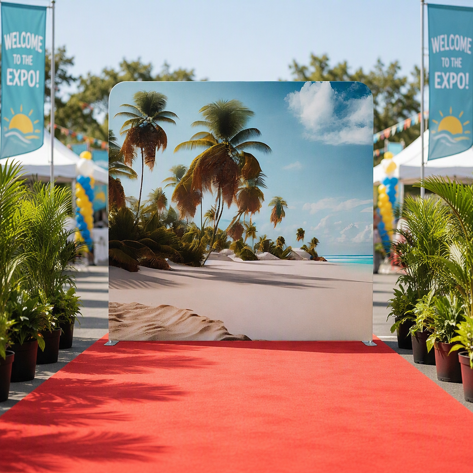 Foldable Tension Fabric Backdrop with Aluminum Frame Custom Beach ...