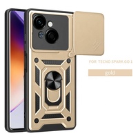 Coque Rigide Anti-Choc de Grade Militaire avec Protection d'Objectif, Béquille Anneau Métallique et Support Magnétique Voiture pour Techno Spark Go 1