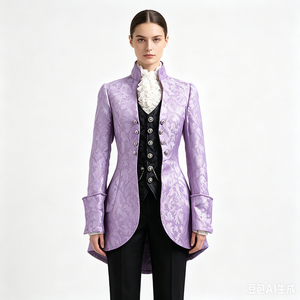 Chaqueta de frac victoriana para mujer, brocada, formal, en lavanda y fucsia - Product Image 2