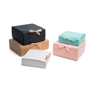 Rosa Geschenkbox aus Recyclingmaterialien Weiß Schwarz Braun Quadratisch Kreative Schleifenband-Verzierung Edle Schokoladen- und Süßigkeitenschachteln für Hochzeiten
