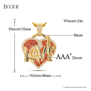 Collier tendance hip-hop chrétien pour enfants, motif '<span class=keywords><strong>Death</strong></span> Cell', en cuivre plaqué or 18 carats et zircon, avec pendentif lettre créatif et audacieux - Product Image 6