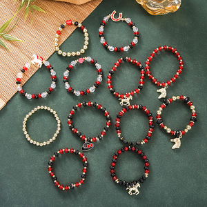 Horse Racing Day <b>Bracelet</b> Set 12pcs <b>Red</b> Black Beads Alloy Animal Design Gift Jewelry - Product Image 3