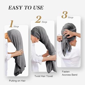 Toalla de microfibra ecológica tejida para el cabello, personalizada, súper suave, absorbente, de secado rápido, control de encrespamiento, con correa elástica para mujer - Product Image 5