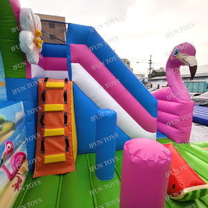 Castillo Inflable Comercial con Diseño de Flamenco Rosa y Palmera Tropical, para Fiestas de <span class=keywords><strong>Cumpleaños</strong></span> en el Jardín - Product Image 6