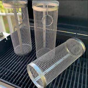 Juego de herramientas de acero de cesta de parrilla de asador de hierro rodante antiadherente duradero <span class=keywords><strong>con</strong></span> cubierta de malla extraíble para Tipo de palo de barbacoa - Product Image 5