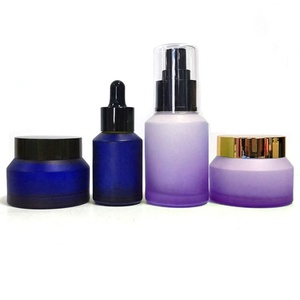 Cosmetic Packaging 15ml 30ml Matte Pink Slant Shoulder Glass Lotion Bottle Gold <b>Pump</b> Dropper Cream Jar Sets Plastic Custom Logo - Product Image 3