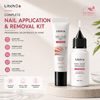 Kit de colle à ongles semi-solide sans acétone, dissolvant de colle à ongles sans UV, séchage rapide, sans bulles, pour ongles à presser