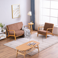 Fauteuil d'appoint moderne, fauteuil à bras en bois rembourré, chaise longue en tissu, fauteuil de salon