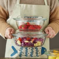 Casserole en verre transparent haute résistance au borosilicate pour la cuisson, avec couvercle en verre