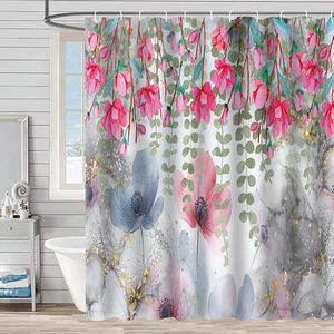 Farmhous Purple Truck Acuarela Flor Hojas Mariposa Tela impermeable Impresión Cortina <span class=keywords><strong>de</strong></span> ducha para <span class=keywords><strong>Baño</strong></span> - Product Image 4