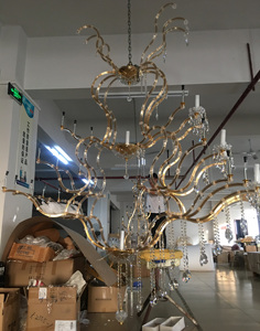 Diam 2m <span class=keywords><strong>metro</strong></span> de ancho oro vela boda salón de banquetes gran Maria Teresa cristal candelabro - Product Image 4