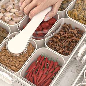 กล่องใส่ขนมขบเคี้ยวแบบใสพร้อมฝาปิดถาดชาร์เทรีแบ่งวัสดุ PC ที่เป็นมิตรต่อสิ่งแวดล้อมสำหรับช่องไปโรงเรียน - Product Image 4