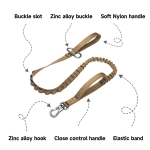 Laisse d'entraînement pour chien à deux poignées de haute qualité avec boucle de siège auto, ensemble laisse et collier tactique pour chien - Product Image 3
