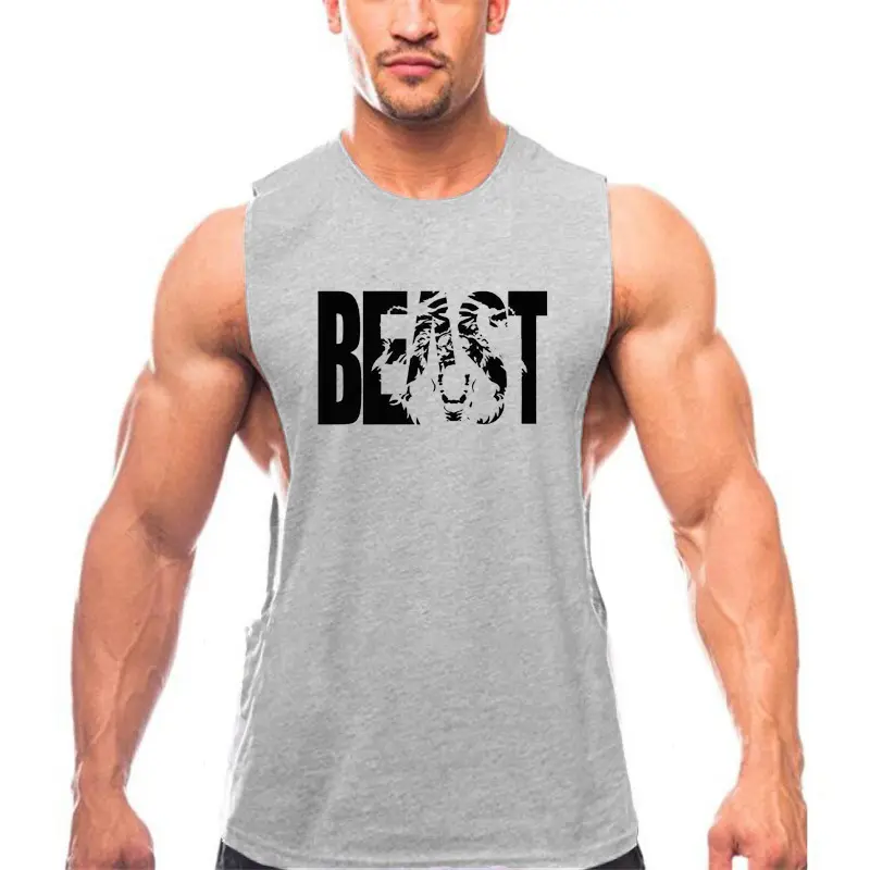 Custom logo Cotton Muscle Athletic Shirts Sleeveless Fitness Wear Workout Men Gym Tank Top For Men