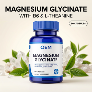 Cápsulas de Glicinato de Magnesio OEM con Vitamina B6, 60 Cápsulas, Suplemento Herbal, Marca Privada de Fábrica - Product Image 1