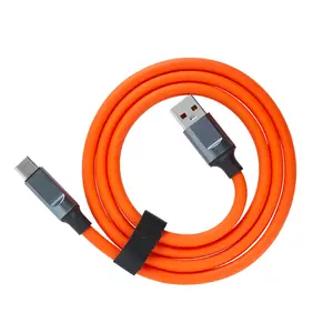 Cable de datos USB más grueso de gel de sílice carcasa de aleación 120W cable de carga móvil rápido
