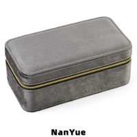 Boîte à montres en velours avec fermeture éclair, 3 emplacements, portable, étui de rangement pour montres, présentoir, boîte cadeau, boîtes à bijoux avec logo personnalisé