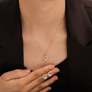 Conjunto de collar con forma de lágrima para mujer, cadena de clavícula de aleación de cobre, uso diario - Product Image 2