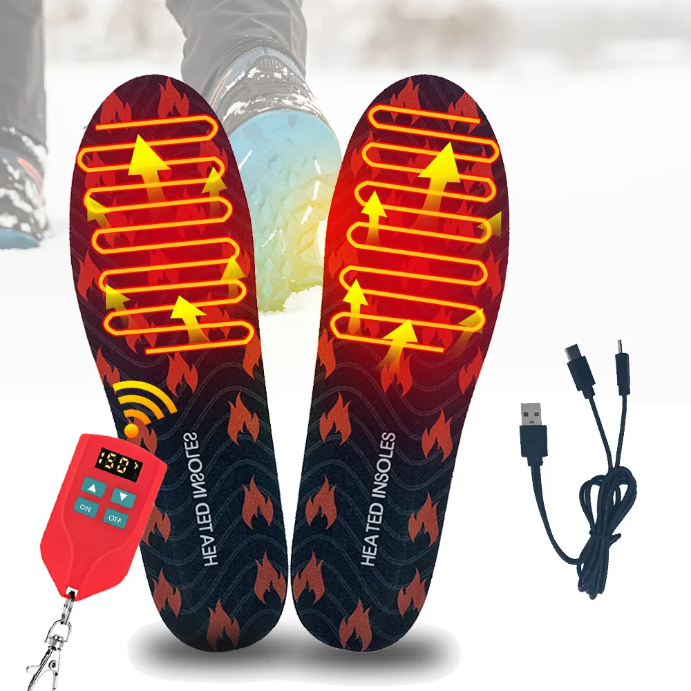 Inverno aquecimento 2000mAh USB bateria recarregável operado térmica impermeável elétrica aquecida palmilhas para sapatos