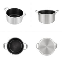 Batterie de cuisine à induction en acier inoxydable triple couche 304, ensemble polyvalent comprenant une casserole, une poêle et une casserole à sauce, pour restaurants professionnels et cuisson saine