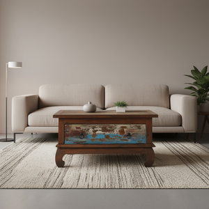 Mesa de centro de madera de teca recuperada 31,5 \ "x19.7 \" x15.7 \ "Tamaño Estilo urbano elegante - Product Image 2