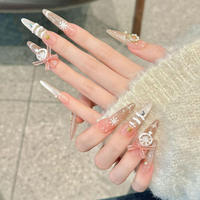 Ongles à presser transparents motif ciel étoilé flocon de neige 5cm 10 pièces certifiés CE faits à la main pour l'hiver