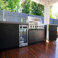 Set Dapur BBQ Modular Modern untuk Luar Ruangan dengan Kabinet Baja Tahan Karat 304 dan Grill Gas, Rangka Baja Tahan Karat untuk Dapur Luar Ruangan