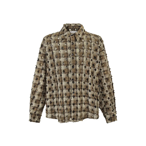 <span class=keywords><strong>เสื้อ</strong></span>เชิ้ตผ้าสักหลาดลายสก็อตแบบดิสเทรส แต่งรอยขาด แต่งขอบด้วยเชือกผูก สำหรับผู้ชาย สไตล์เรโทร วินเทจ สต<span class=keywords><strong>รี</strong></span>ทแวร์ แขนยาว - Product Image 1