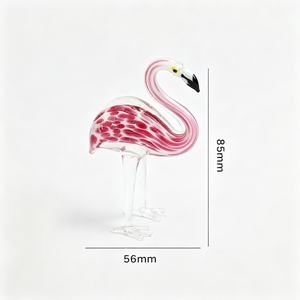 Figura de Flamenco en Cúpula de Cristal Soplado a Mano, Color Rosa y Blanco, 85mm de Altura, Decoración Animal Hecha a Mano para Navidad - Product Image 2