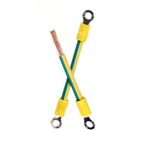 Kabel Harness Pembumian Kuning-Hijau, Kabel Jumper Terminal Cincin dengan Selubung Susut Panas untuk Sambungan Pembumian Kabinet