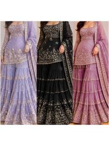 Traje Sharara de Georgette Pesado de Primera Calidad con Bordado de Lentejuelas, Top Elegante y Dupatta para Mujer, Ideal para Bodas y Fiestas Tradicionales - Product Image 6