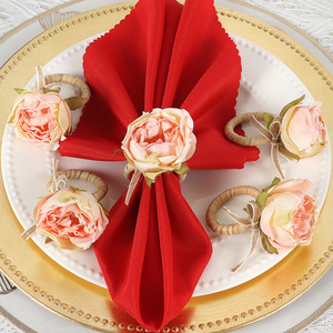 Mới cổ điển dệt tay màu hồng hồng Khăn ăn Vòng khách sạn nhà hàng phương Tây tiệc sinh nhật bàn tiệc mô phỏng trang trí hoa - Product Image 1