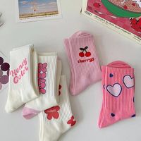 Chaussettes mi-mollet pour femmes, tendance printemps-été, style jeune et mignon, chaussettes longues de style japonais, chaussettes en coton